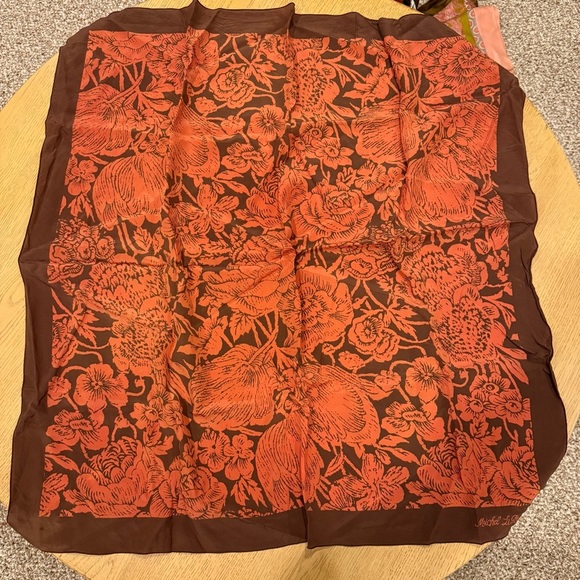 Elegant Brown and Orange Floral Pattern Scarf - Picture 1 of 8